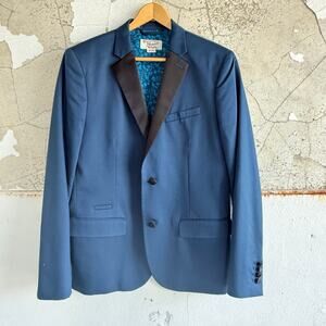 Original Penguin Blazer Mens M Blue Tuxedo Jacket Black Satin Lapel Floral Lined